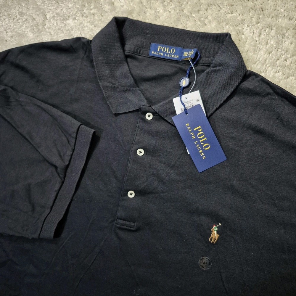 Polo Ralph Lauren Polo Shirt Mens 3XLT Black Soft Cotton Preppy Academia New